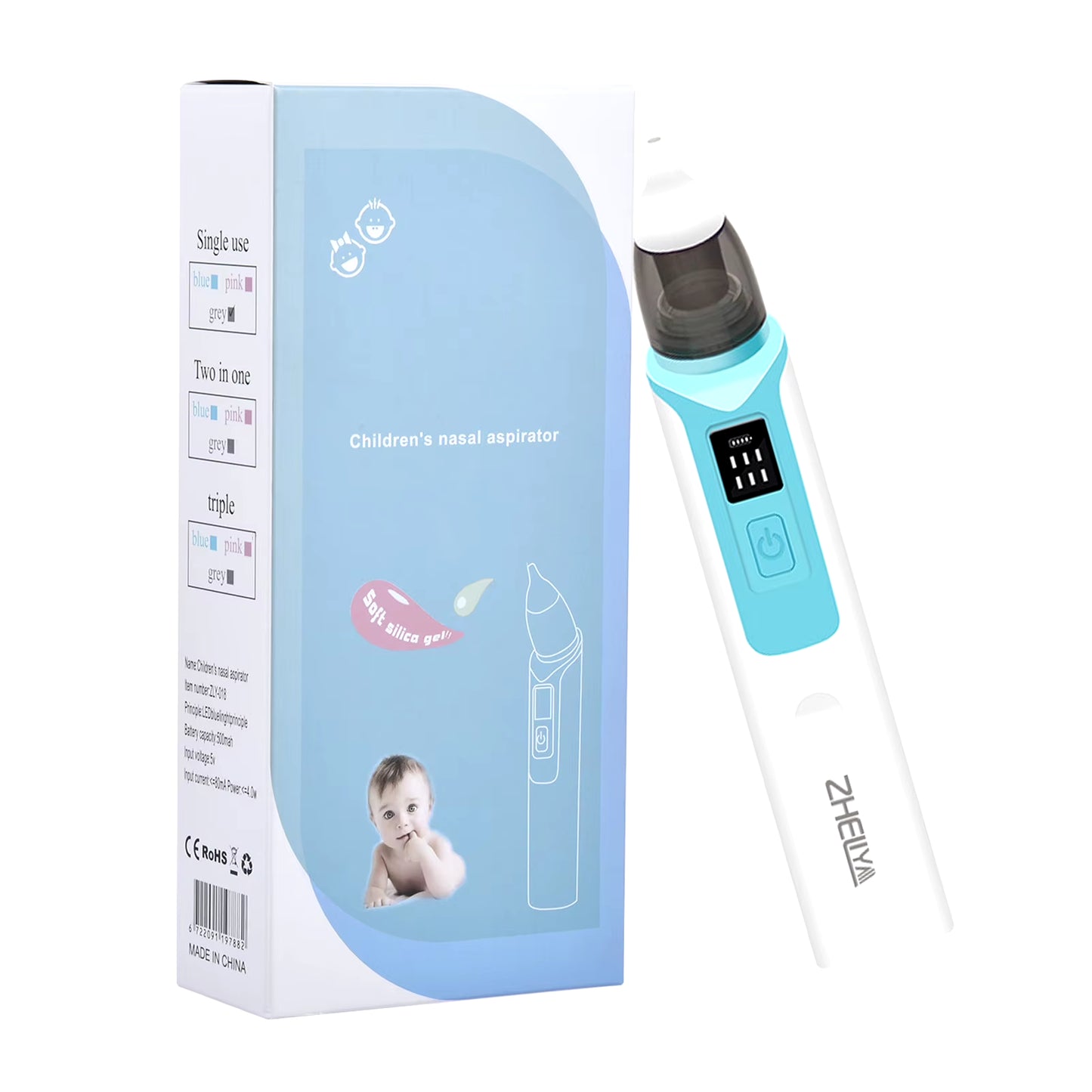 2022 New Rechargeable Baby Nose Cleaner Silicone Adjustable Suction Electric Child Nasal Aspirator Health Safety Low Noise