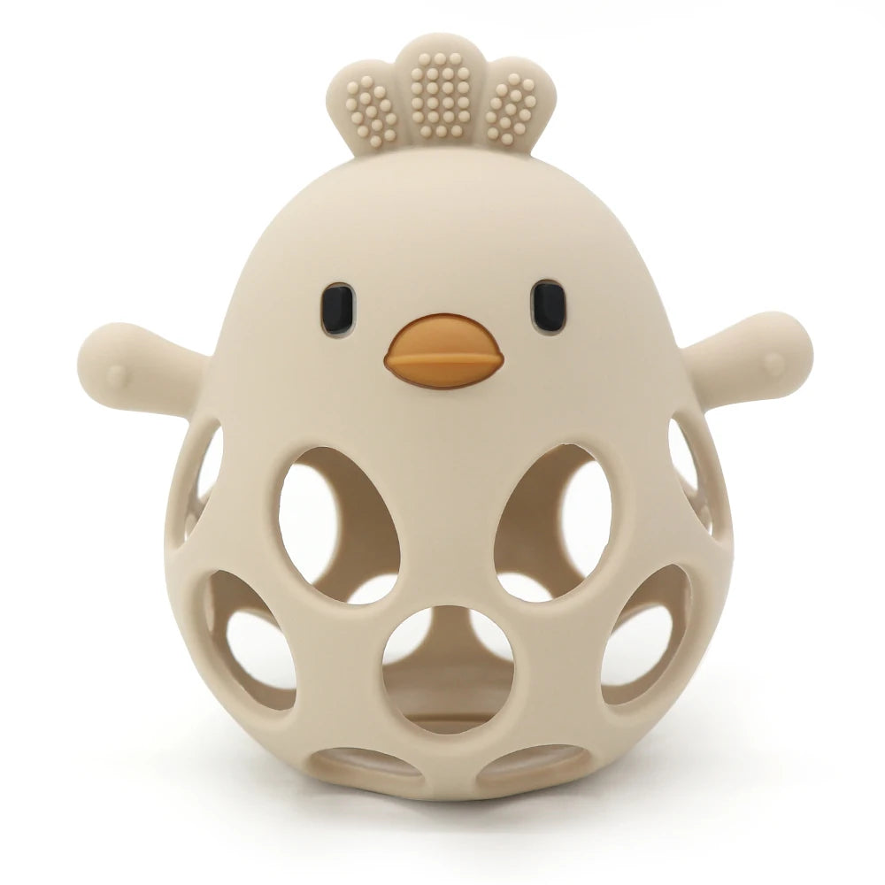 1PC Baby Silicone Teether Toys Cartoon Chick Shape Baby Toys Hollow Out Baby Care Equipment Chewing Training Baby Products