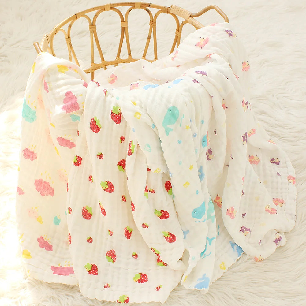 6 Layers Baby Blankets Organic Muslin Swaddles Blanket for Newborn Cotton Bath Towel Infant Burp Clothes Boy Girl Blanket Quilt