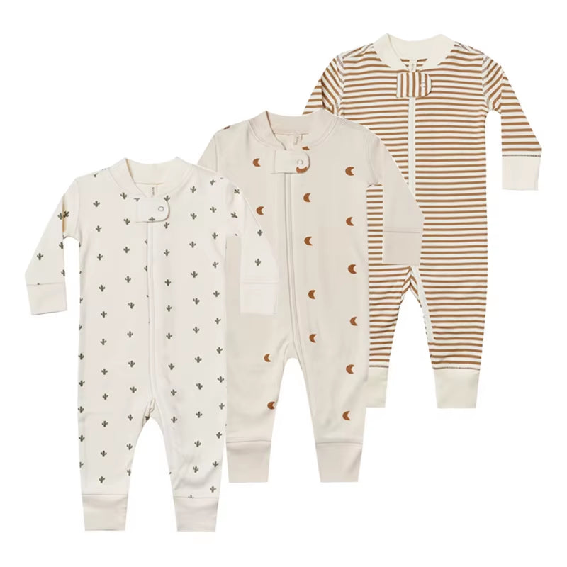 Ins Hot Cartoon Cactus Newborn Baby Boys Girls Rompers Long Sleeve Infant Stripe Jumpsuits Outfits