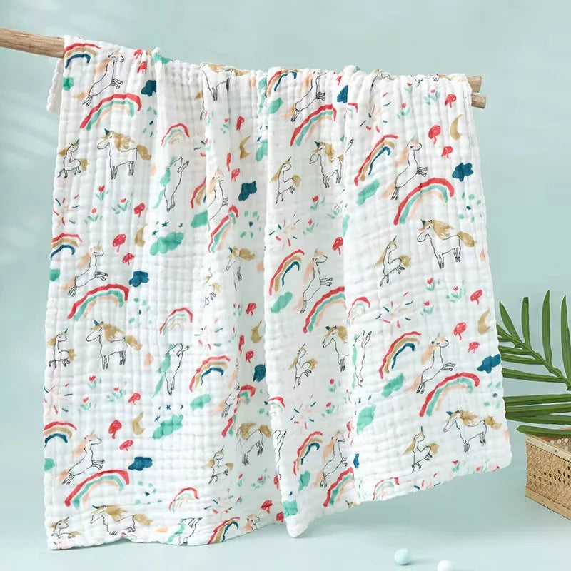 6 Layers Baby Blankets Organic Muslin Swaddles Blanket for Newborn Cotton Bath Towel Infant Burp Clothes Boy Girl Blanket Quilt