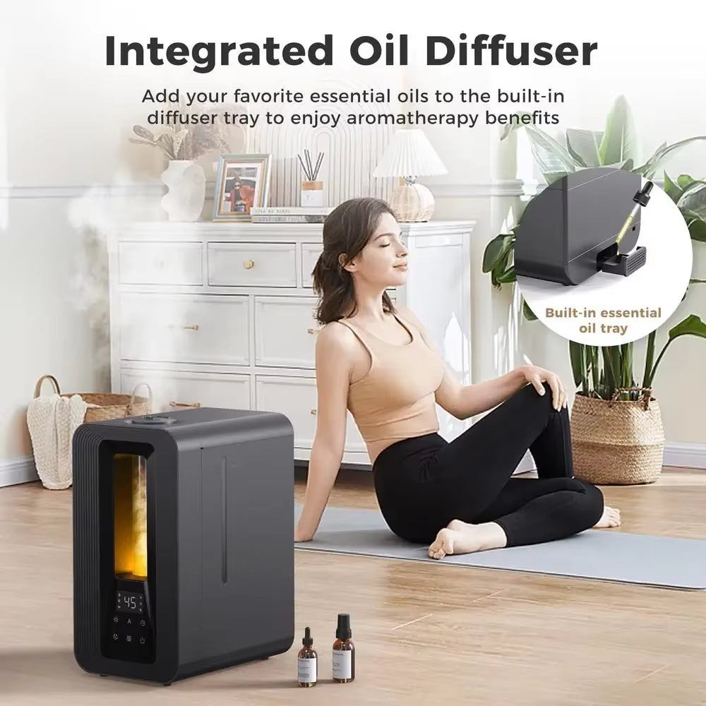 6L Quiet Ultrasonic Humidifier Large Capacity Bedroom Oil Diffuser Adjustable Mist Levels Light Sleep Timer Memory Function