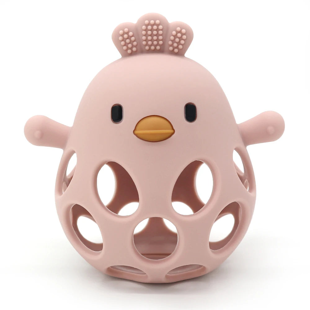 1PC Baby Silicone Teether Toys Cartoon Chick Shape Baby Toys Hollow Out Baby Care Equipment Chewing Training Baby Products