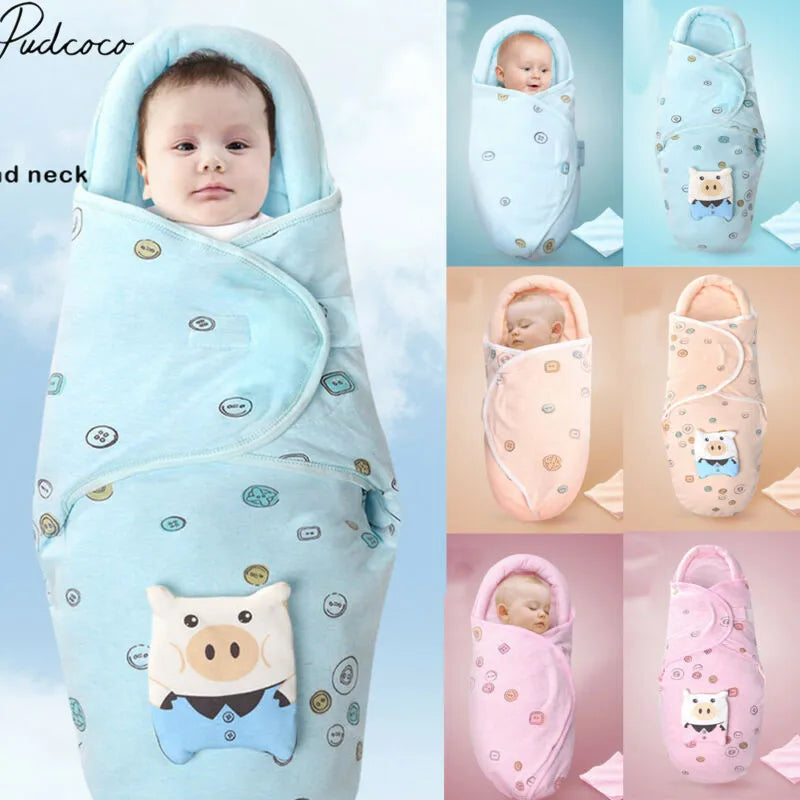 2019 Baby Bedding Clothing Soft Newborn Baby Boy Girl Cotton Swaddle Wrap Blanket Cartoon Warm Protective Sleeping Bag